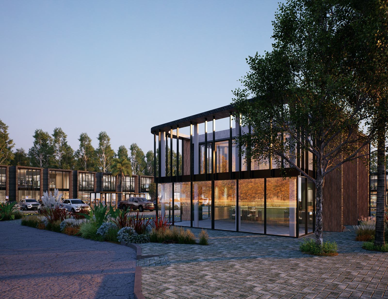 Render del pabellón central